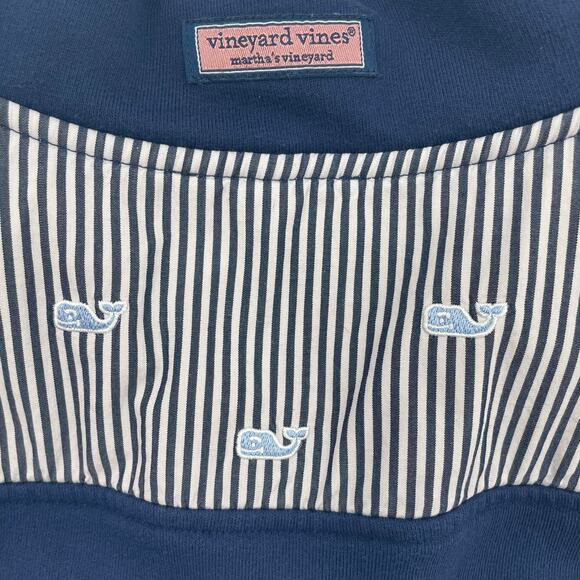 Vineyard Vines Women's 1/4 Zip "Stripe Shoulder Shep Shirt" Whales, Size M - Picture 6 of 12